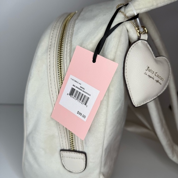 New Juicy Couture Velvet Mini Gray Rhinestone Logo Angel Backpack Heart Puff Tag main image 7